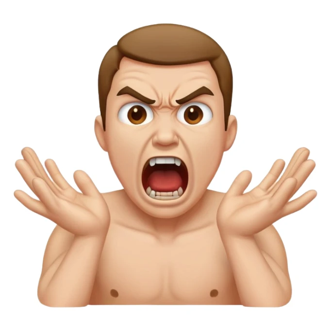 show a guy choking himself using his hands while hes screaming and looks angry sticker