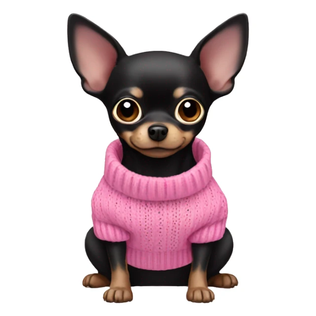 Black chihuahua in pink sweater sticker