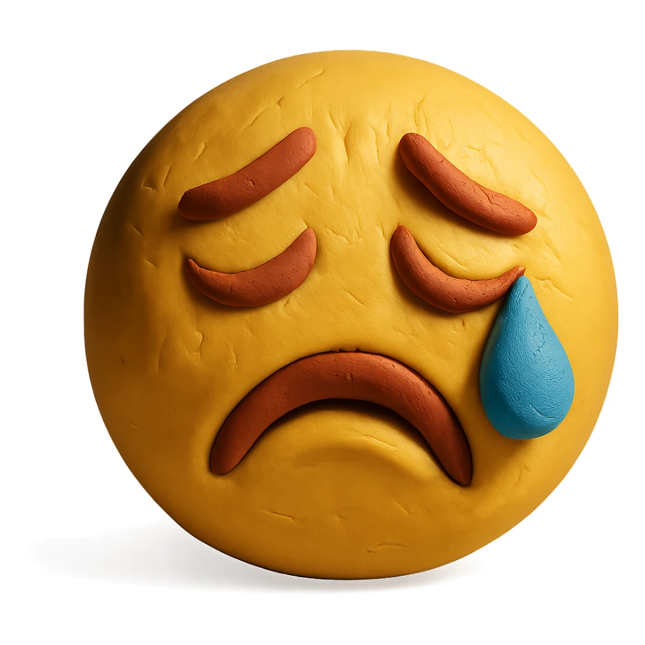 sad crying emoji, expressive face, single tear sticker