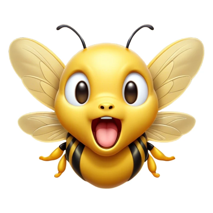 Cinematic Adorable Yawning Wasp Portrait Emoji, Head tilted slightly with a dramatic, wide-open yawn, showcasing a tiny, streamlined body with gently drooping wings and sleepy, half-closed eyes, Simplified yet irresistibly cute features, highly detailed, glowing with a soft, cozy glow, high shine, relaxed yet expressive, stylized with a dash of whimsical insect ease, soft glowing outline, capturing the essence of a drowsy wasp that appears ready to stretch and yawn its way out of the screen! sticker
