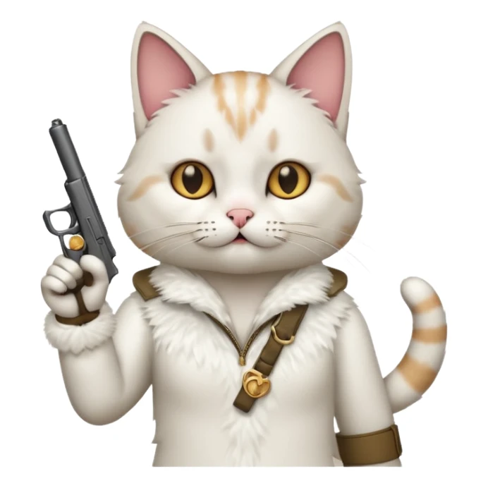 Make a cat holding up the middle finger with a gun sticker
