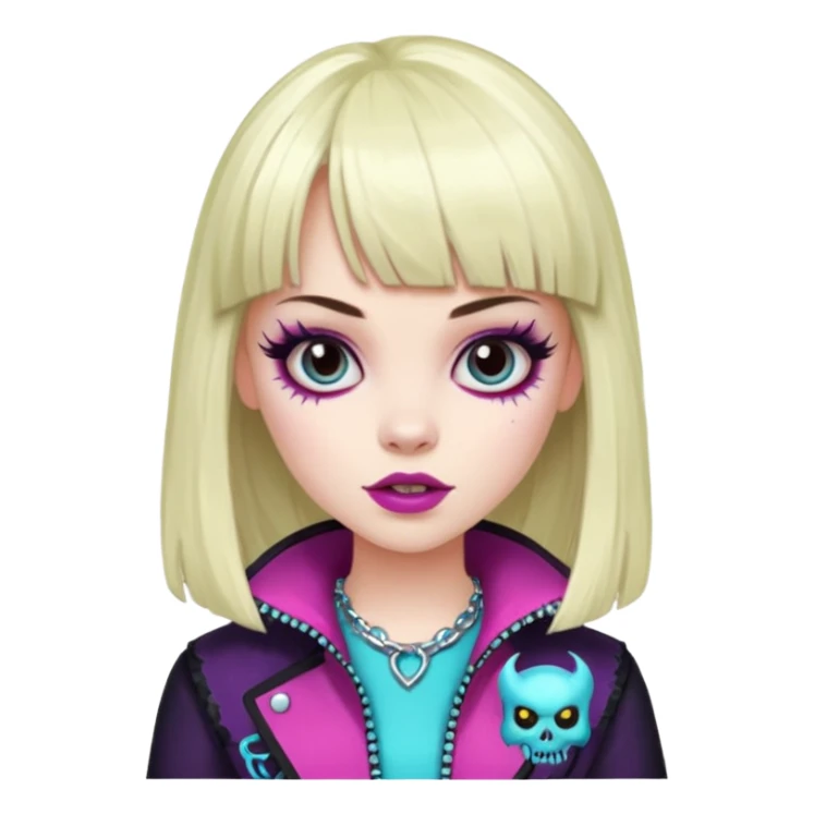 quero uma menina de franja parecendo uma monster h sticker