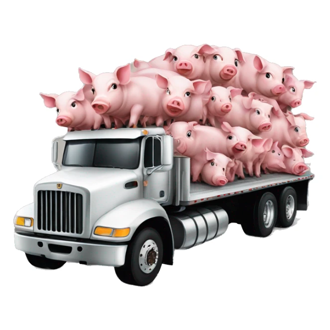 A 18 wheeler truck full of piglets sticker