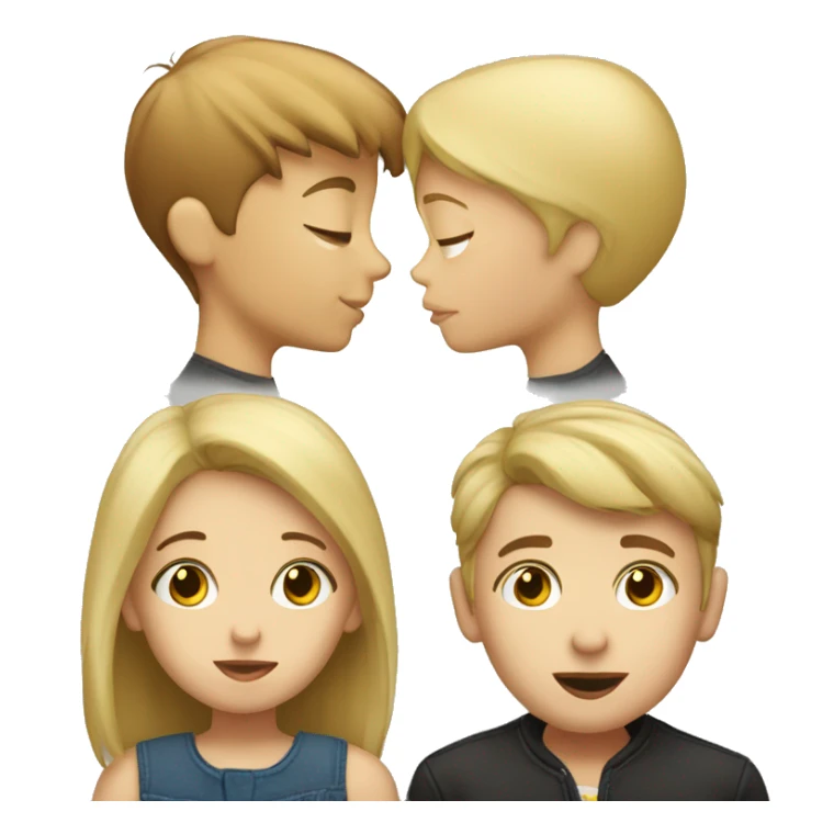 Blonde girl kissing a boy with brown short hair sticker