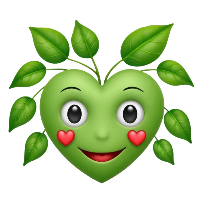 Heart smiley face with plant eyes sticker