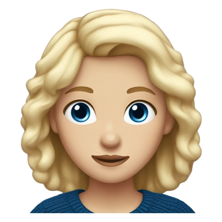 Girl with blond hair blue eyes an dark blua sweater sticker
