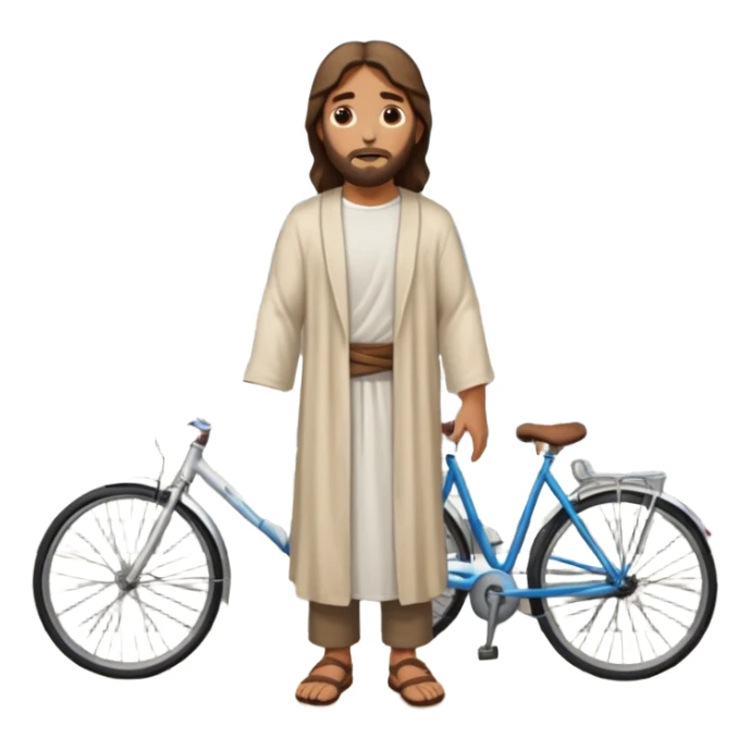 Jesus helping someone in need on a city sidewalk, surrounded by a diverse group of bystanders, detailed city background with crosswalks, storefronts, and bicycles sticker