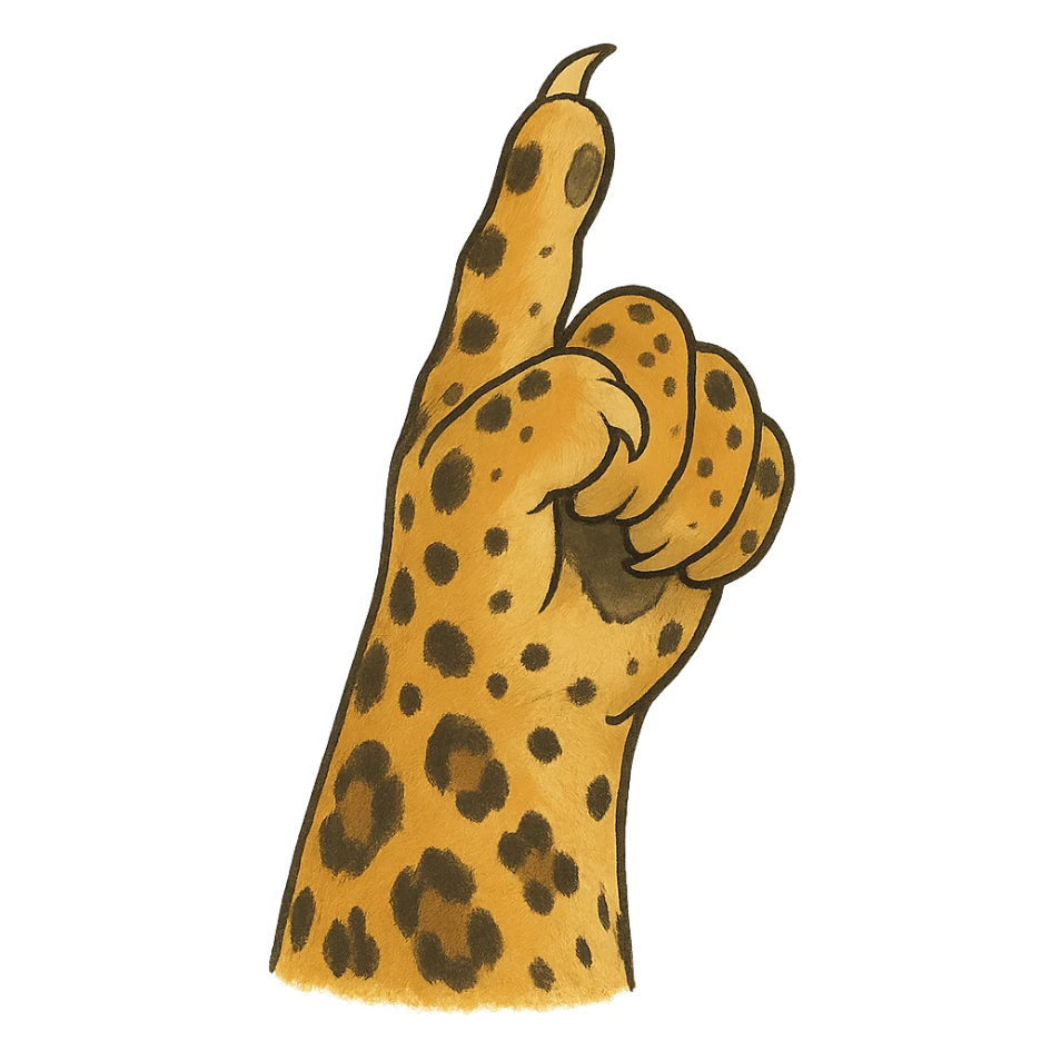 aesthetic leopard paw pointing up with beautiful leopard colors sticker