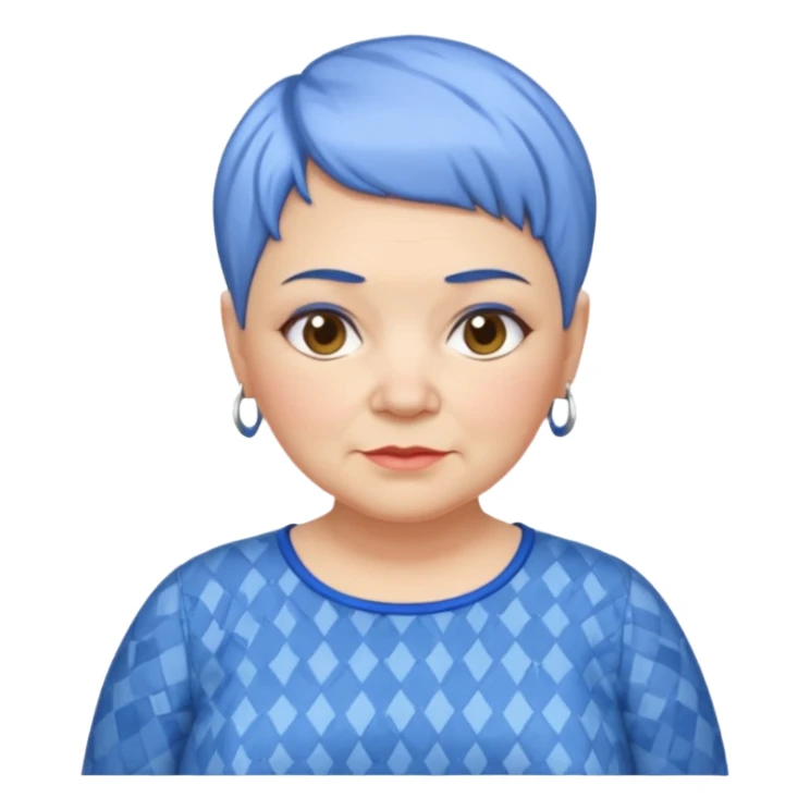 mujer mayor un poco gorda pelo azul o morado pixie cut barriobajera sticker