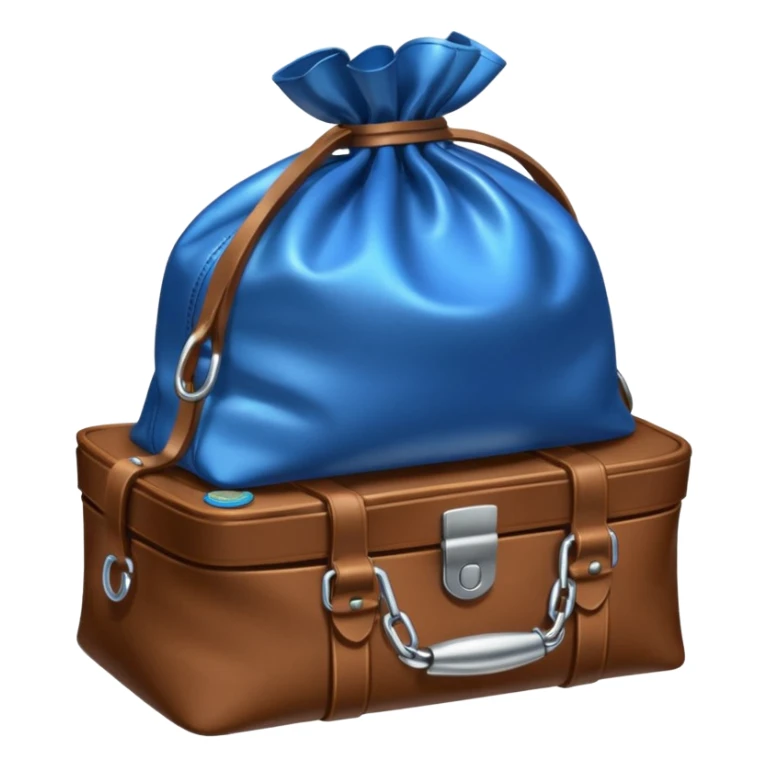 leather bag on top of blue coins stack sticker