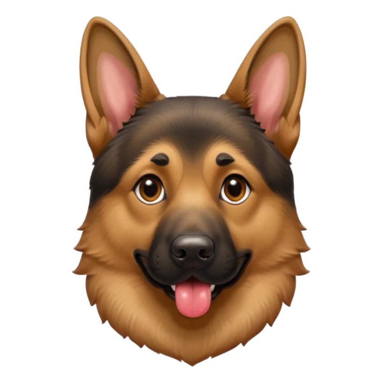 A German Shepard with its tongue out a little sticker