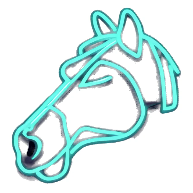 Neon sign of a horse face sticker
