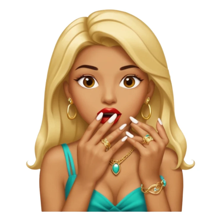 Big lips long nails bestie circle head biting her 1 nail sticker