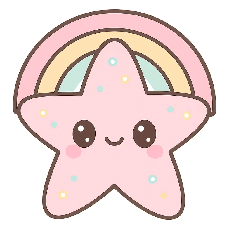 kawaii sea star, soft pastel rainbow, decorated with rhinestones, adorable expression sticker
