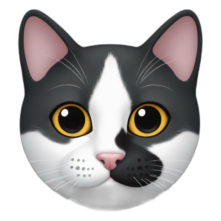 Black and white cat with black nose sticker