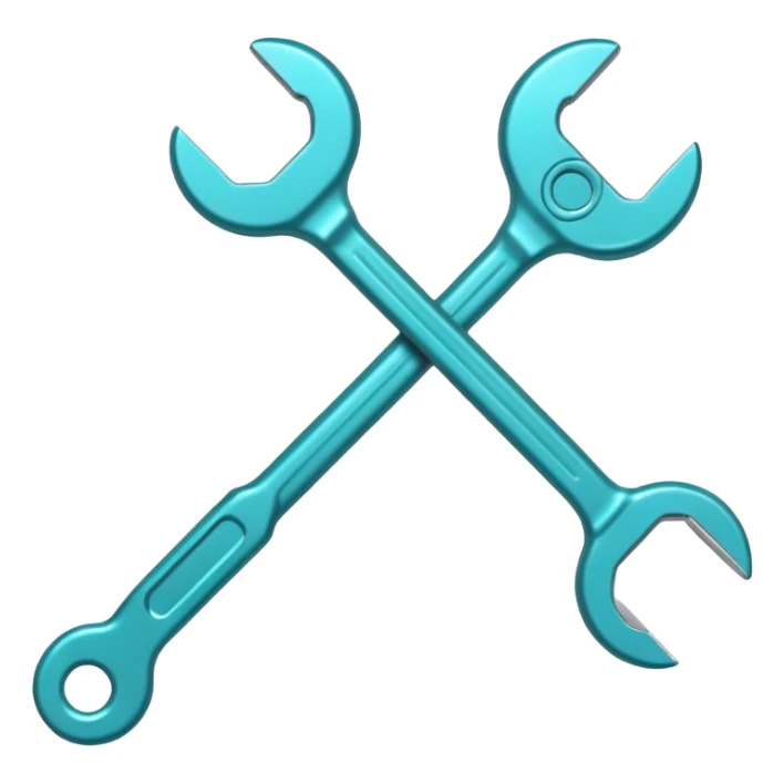 turquoise wrench emoji, simple and clear sticker