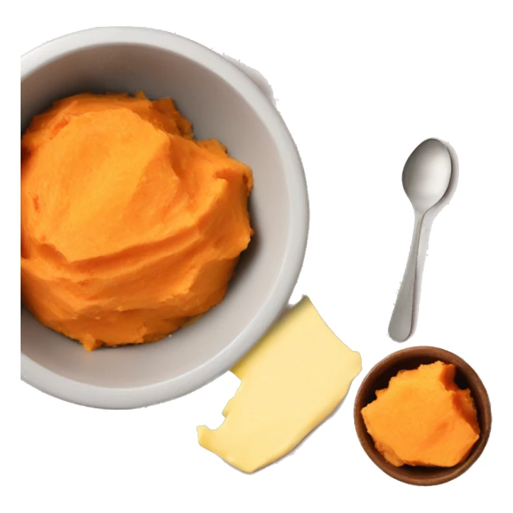mashed sweet potatoes in a bowl with butter on top sticker