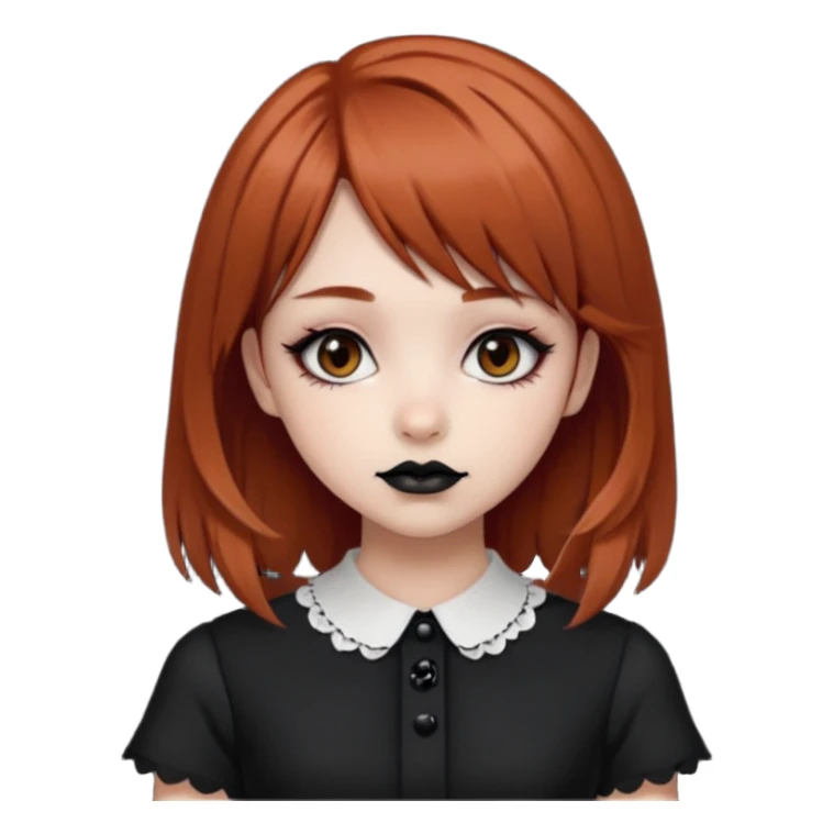 Reddish brown wolfcut emo Lolita blacklipstick pretty girl sticker