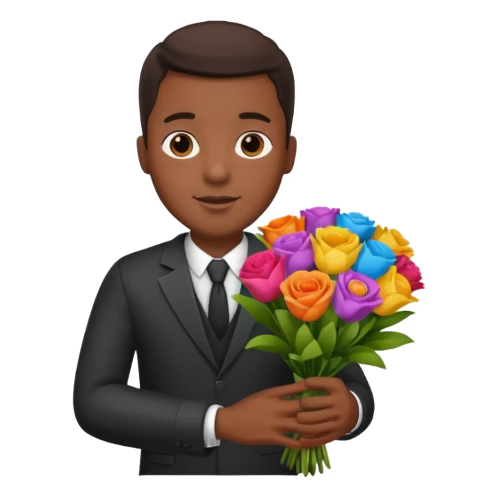 Black Male hand give a bogue of flowers sticker