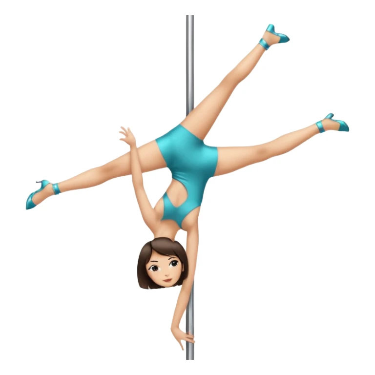 brunette with short hair (bob) and light skin pole dancing , two legs and two arms sticker