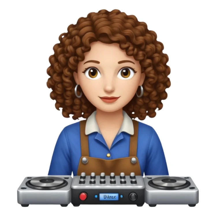 pioneer-woman with curly hair dj-mixer sticker