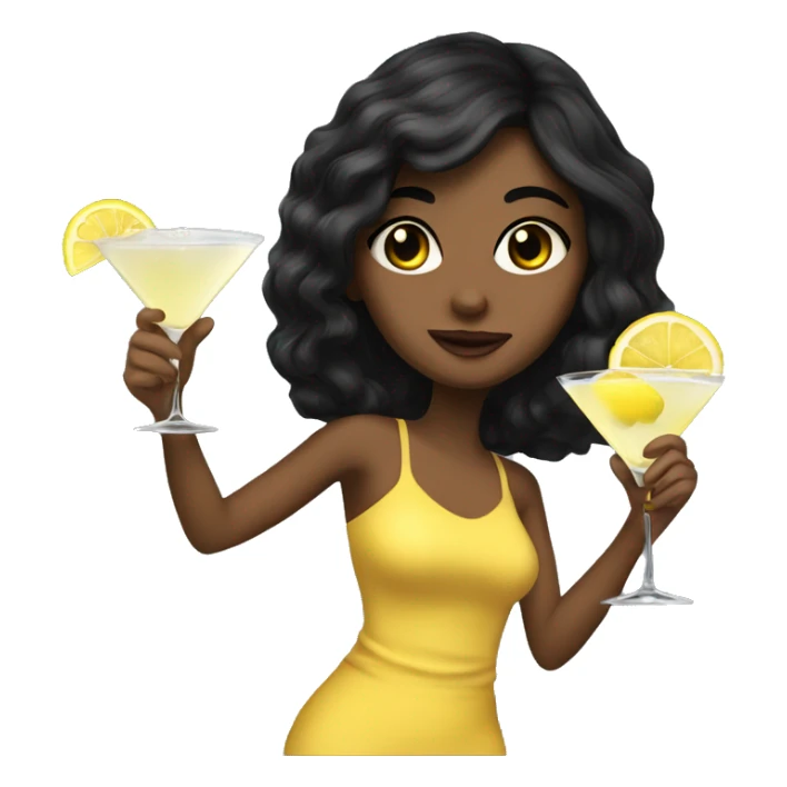 Tan girl with black hair drinking a lemon drop martini sticker