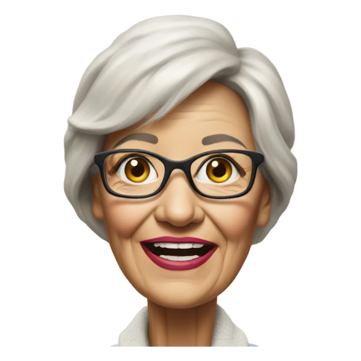 3d hyper realistic senior woman painting  sticker