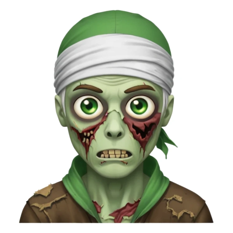 Withe durag, men zombie and green eye color, with dark zombie clothes sticker