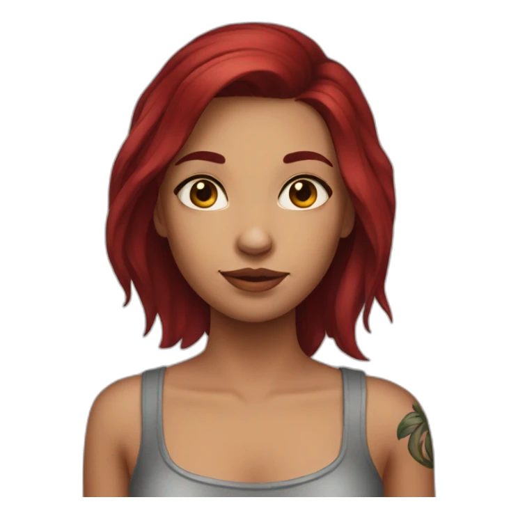 girl with dark red hair and shoulder tattoo sticker