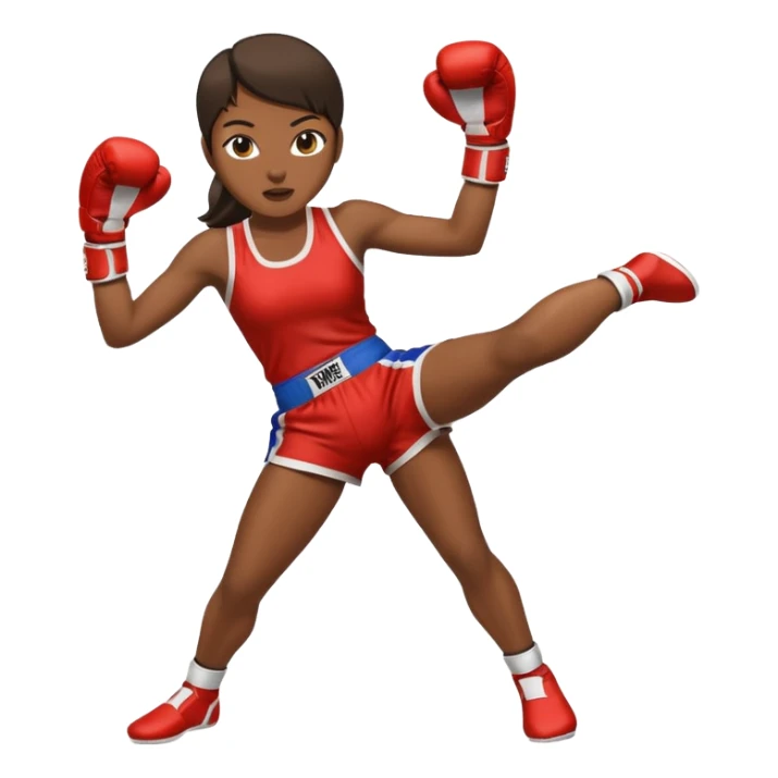 woman thai boxing click legs up in thai boxing suit sticker