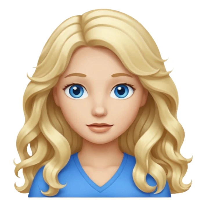 White female with long blonde wavy hair and blue eyes sticker