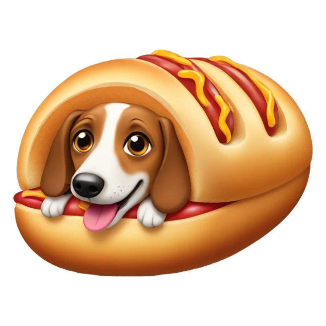 Weiner dog in a hot dog bun sticker