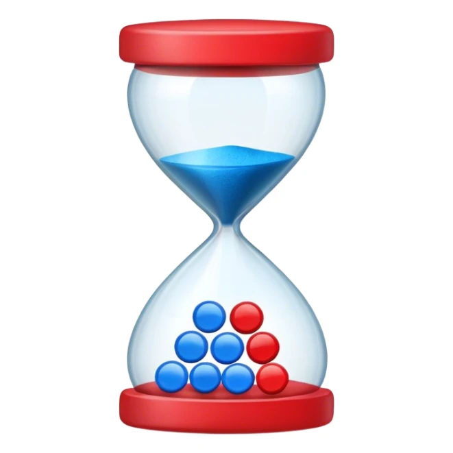 Sandglass with blue pills and red pills sticker