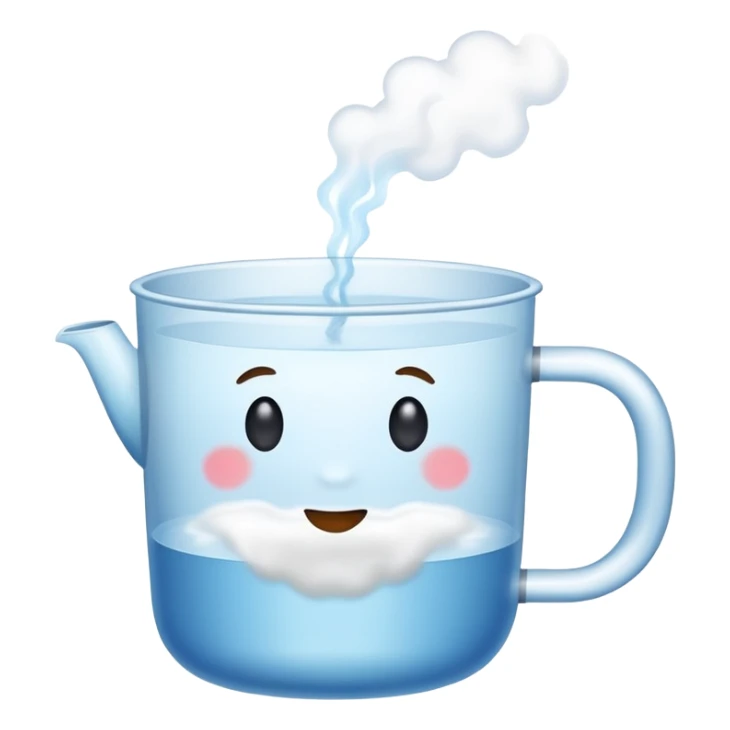 a cup of hot water with steam lines, minimal and clean sticker