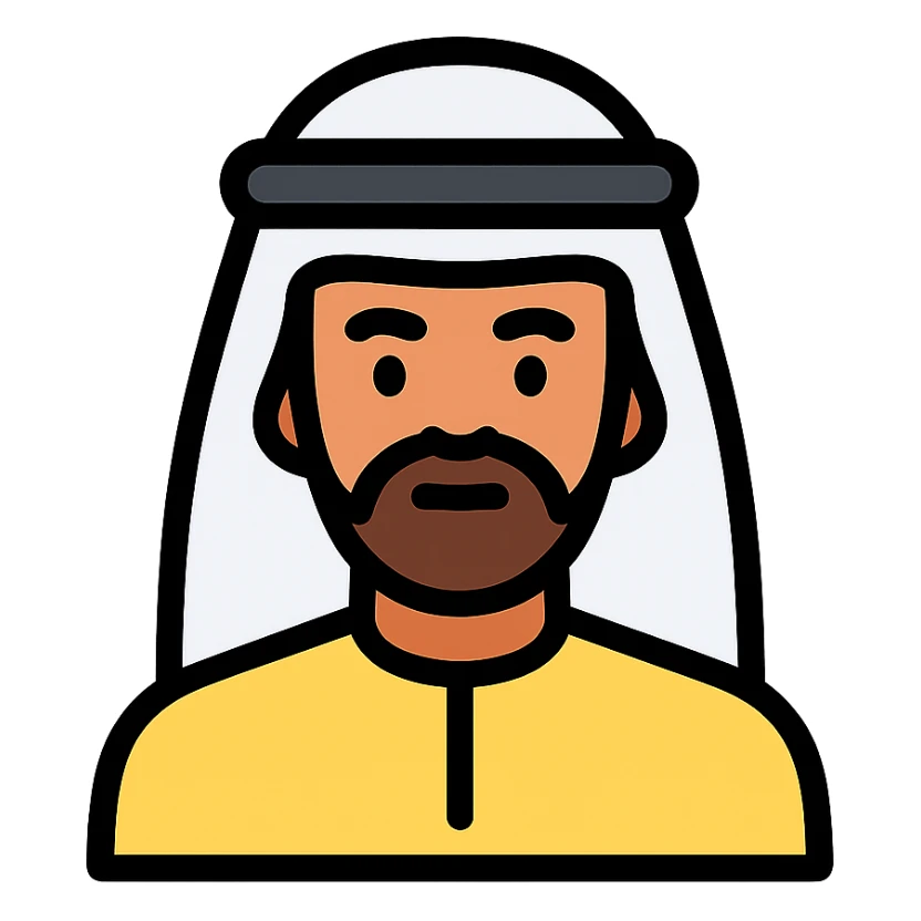 arab man icon with color outline and black outlines sticker