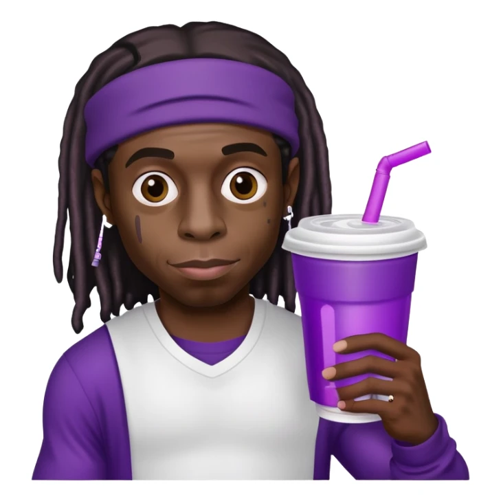 lil wayne holding a double styrofoam cup with purple drink inside sticker