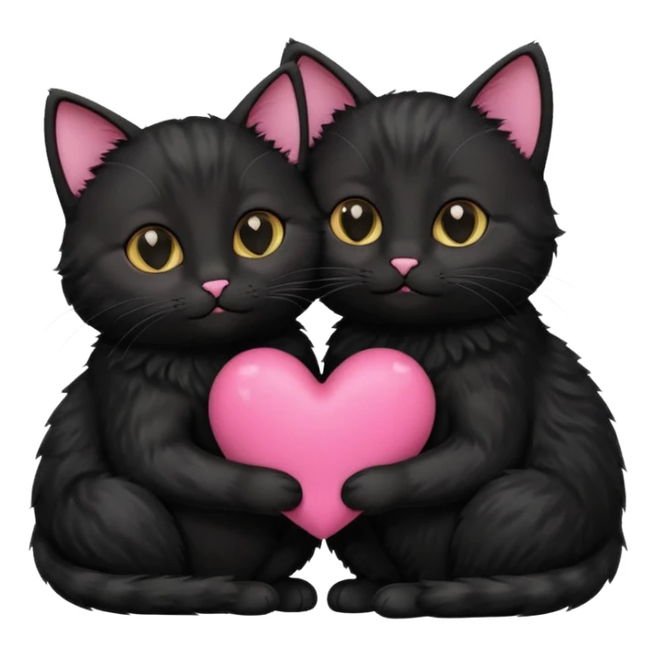 two black cats love, pink heart sticker