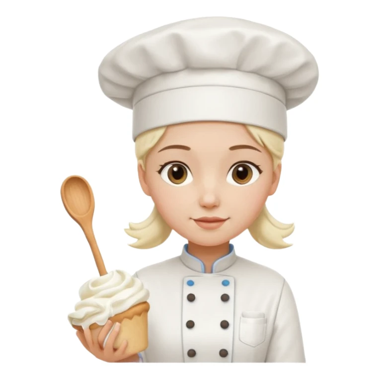 Young female baker - wearing a white chef's hat and holding a cream piping bag sticker