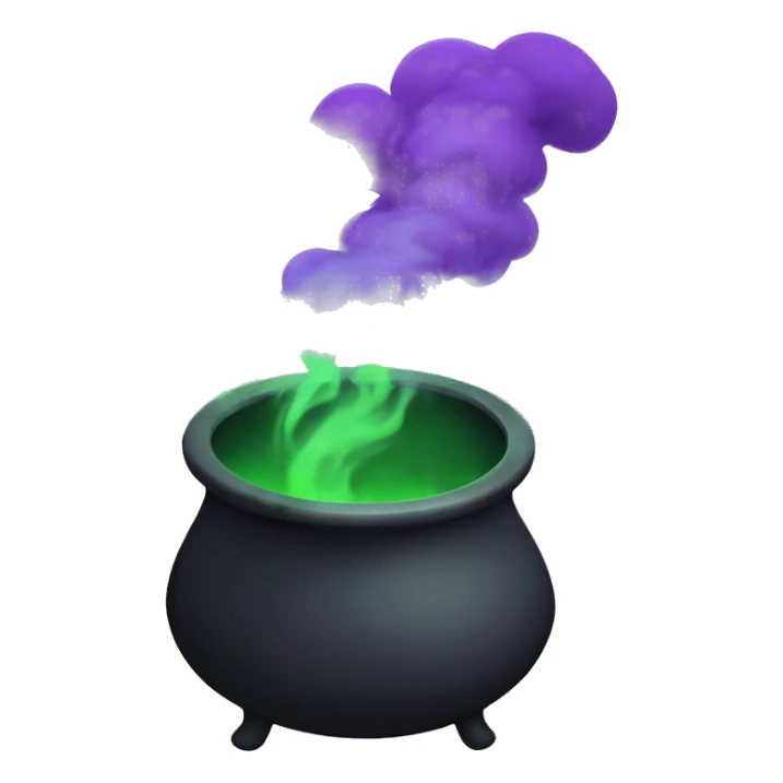 Black cauldron with purple and green smoke coming out  sticker