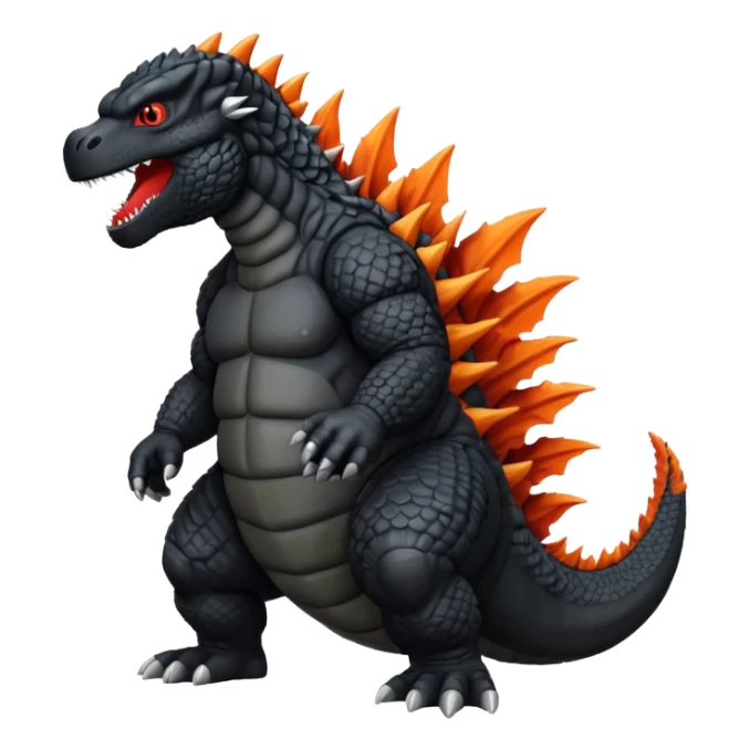 Buatkan gambar Godzilla hitam yg sedang marah sticker