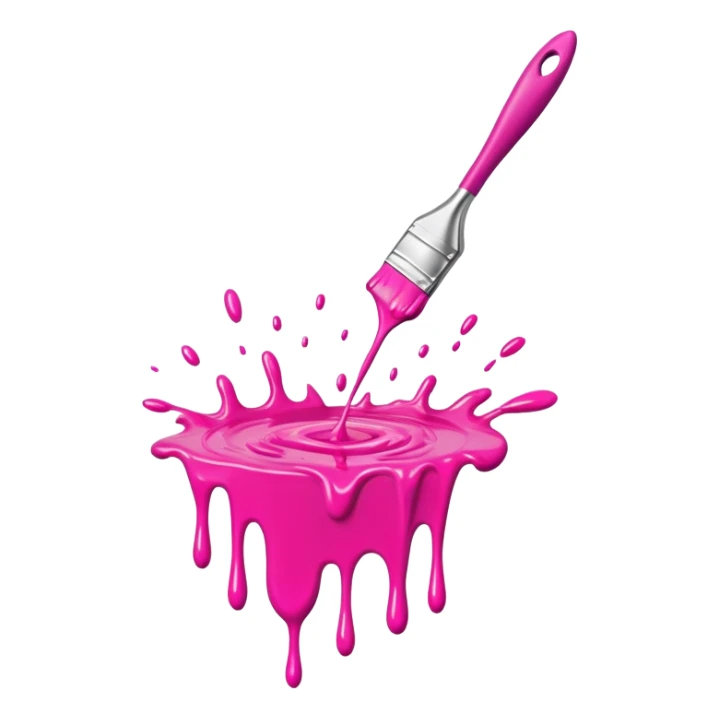  flying art brush dripping pink slop paint sticker