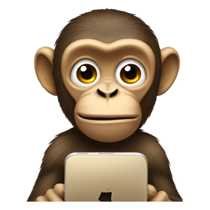a monkey with phone in front of his eyes sticker