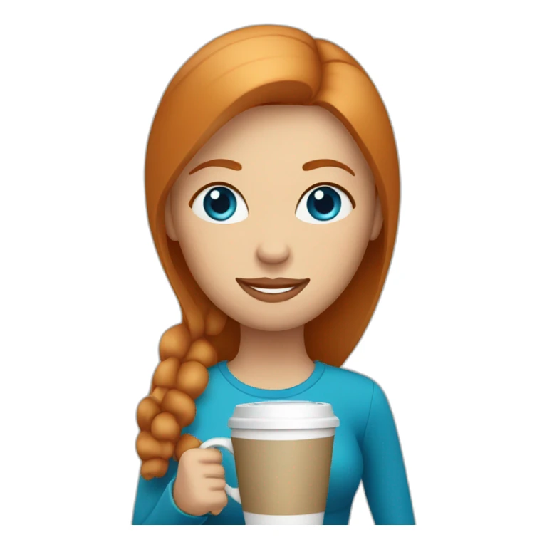 Ginger straight hair and blue eyes woman drinking a coffee sticker