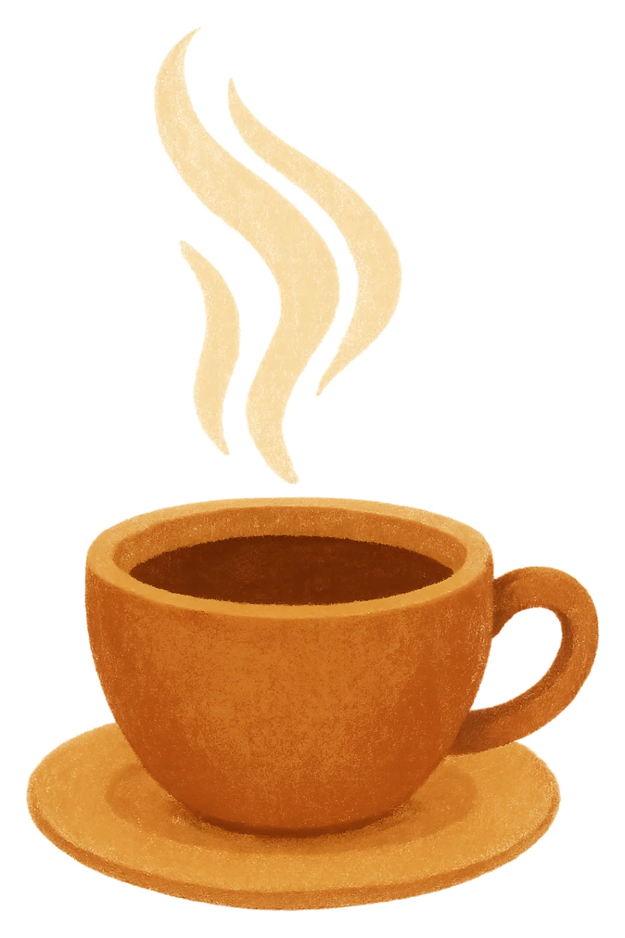 cozy coffee cup, no background sticker