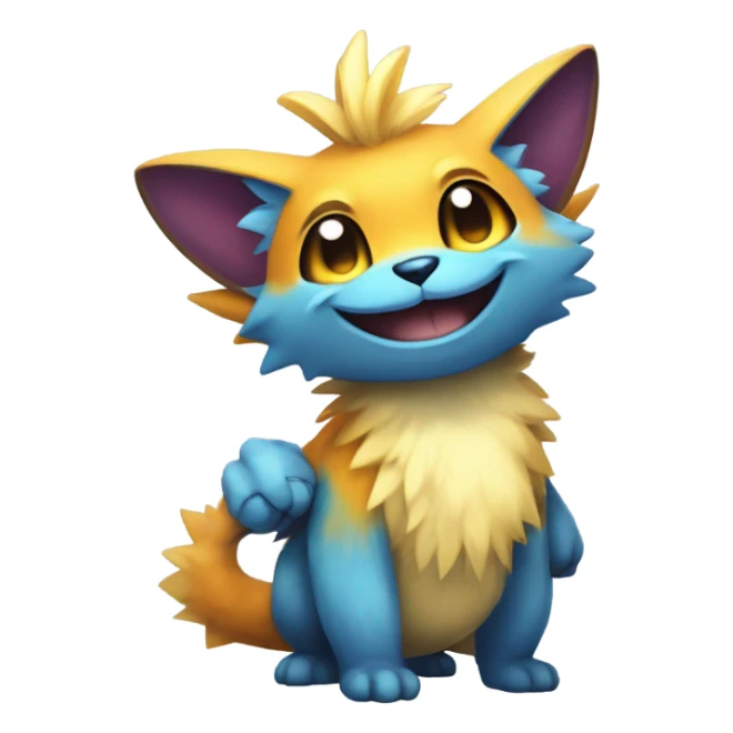 Colorful cute furry anthropomorphic painted Fakémon-Pokémon-creature sticker