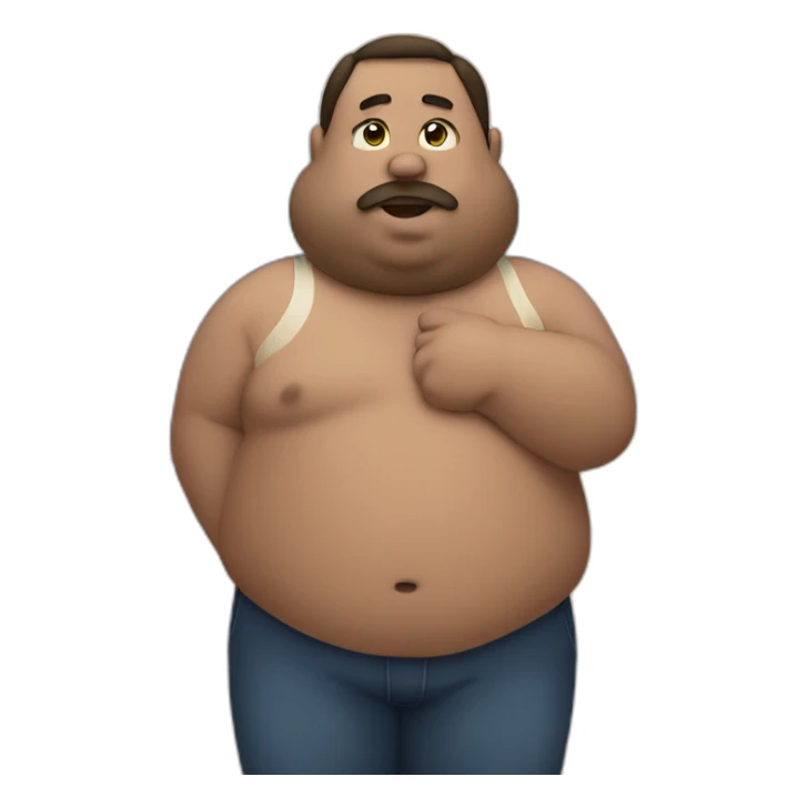 fat man in front of a trans flag sticker