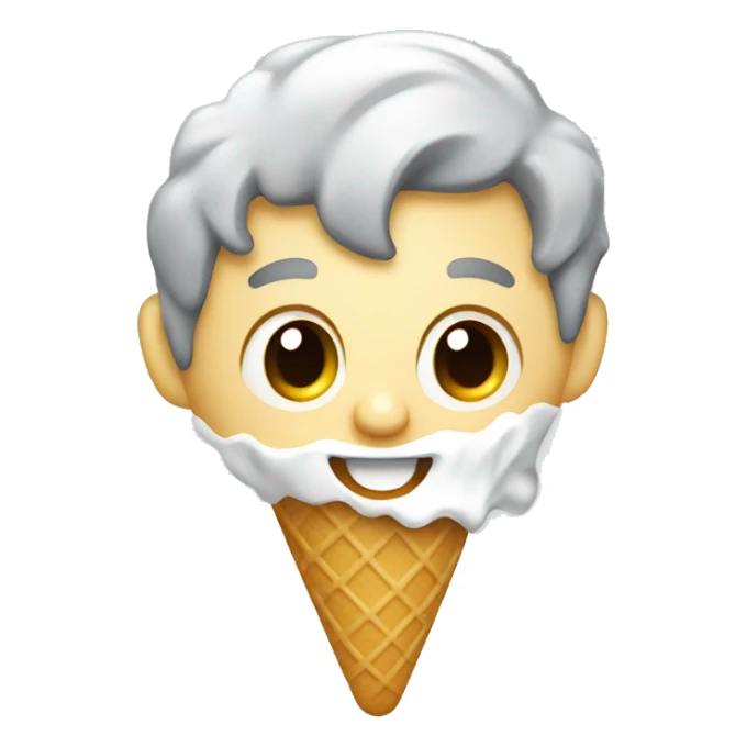 grey and white eating ice cream sticker
