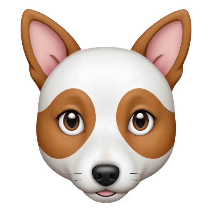 a fully white jack russell the size of a kelpie with a half white face sticker