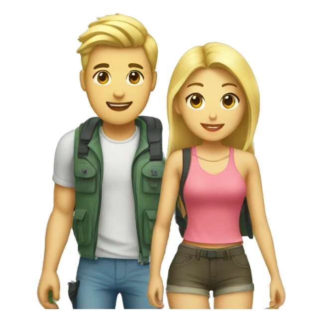 blond boyfriend and asian girlfriend tourists sticker