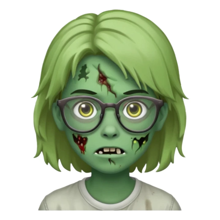 Faça um zumbi verde de óculos adolescente e de cabelo meio grande sticker